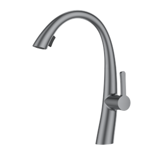 Swan Pearl Gray Long Neck Kitchen Faucet Modern Style 