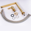 Dual Sink Hole Square Spout Hot And Cold Gold Water Faucet for Kitchen Sink