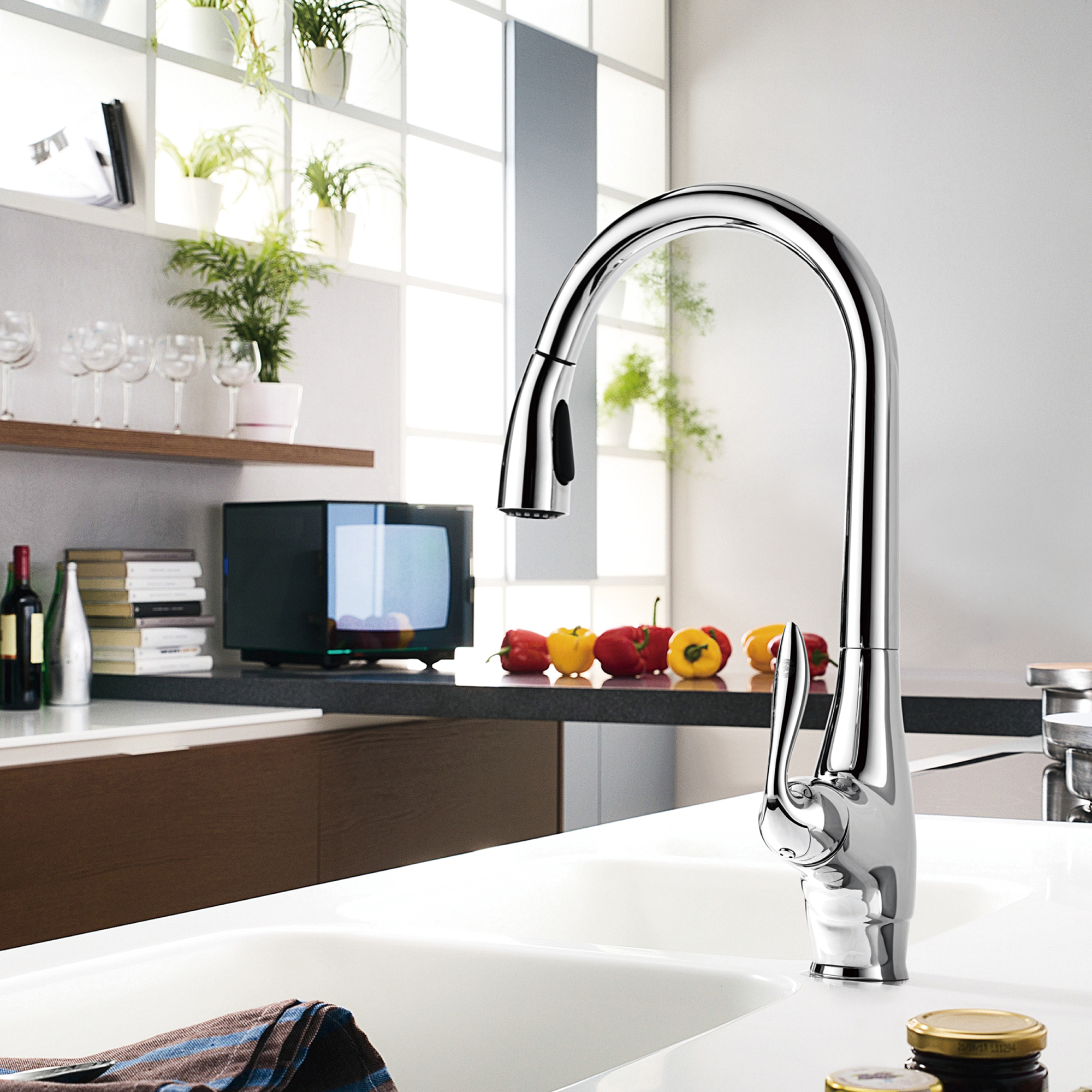 Hot And Cold Water Pull Out Spray Modern Sink Faucet Kitchen Mixer Tap
