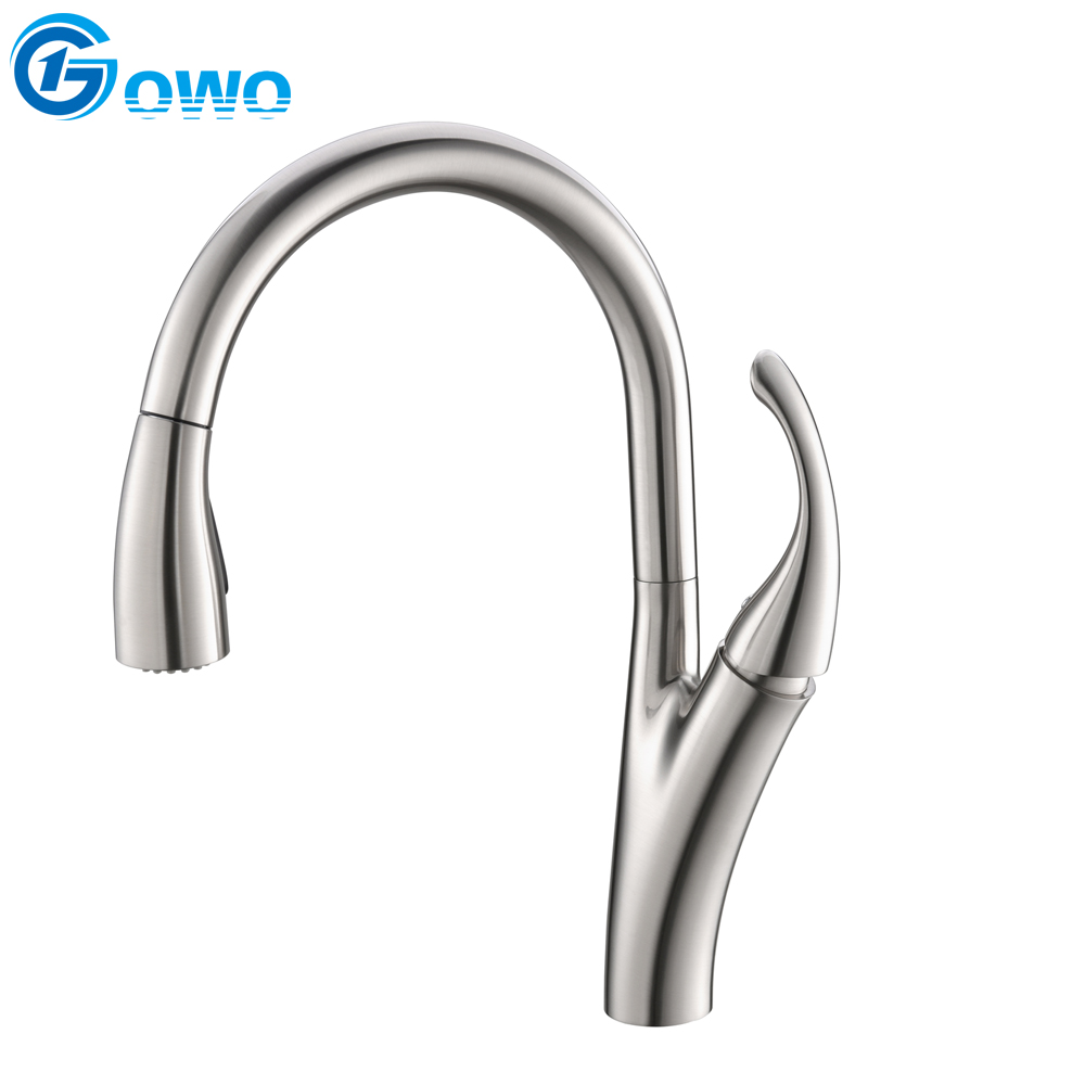 Brushed Nickel Kitchen Faucet Pull Out Sprayer