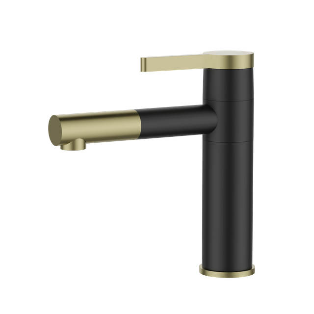 Hot Sell Tall Black Matte Gold Brass Basin Faucet Long Neck