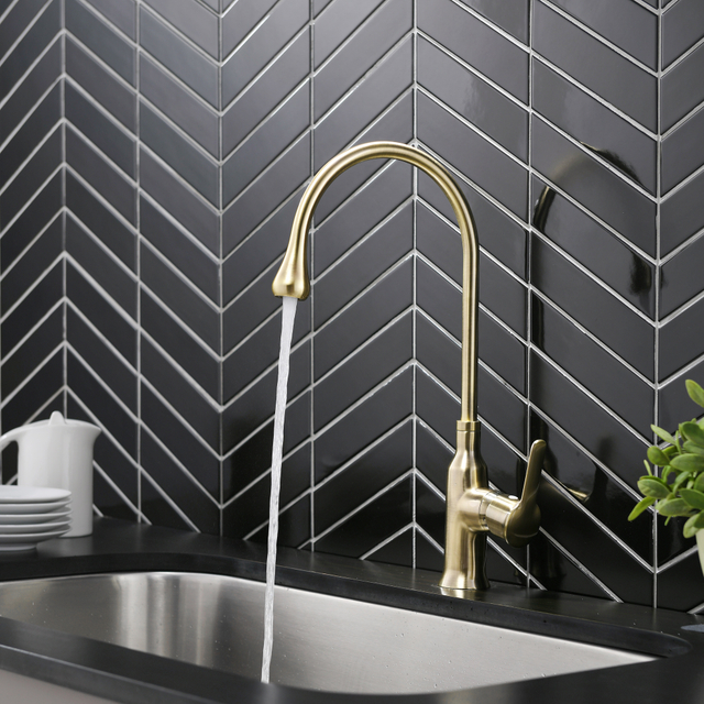 Matte Gold European Style Kitchen Faucet Home Used