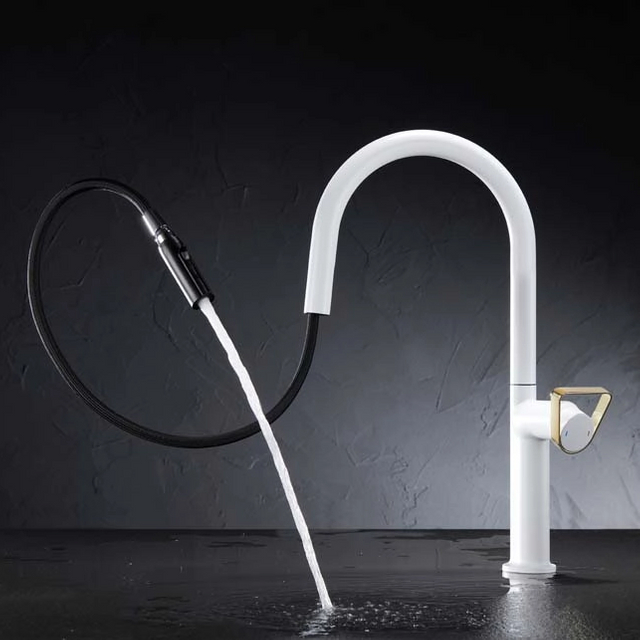 Matt White Finish Single Handle Easy Clean Kitchen Faucet GH-6036-MW