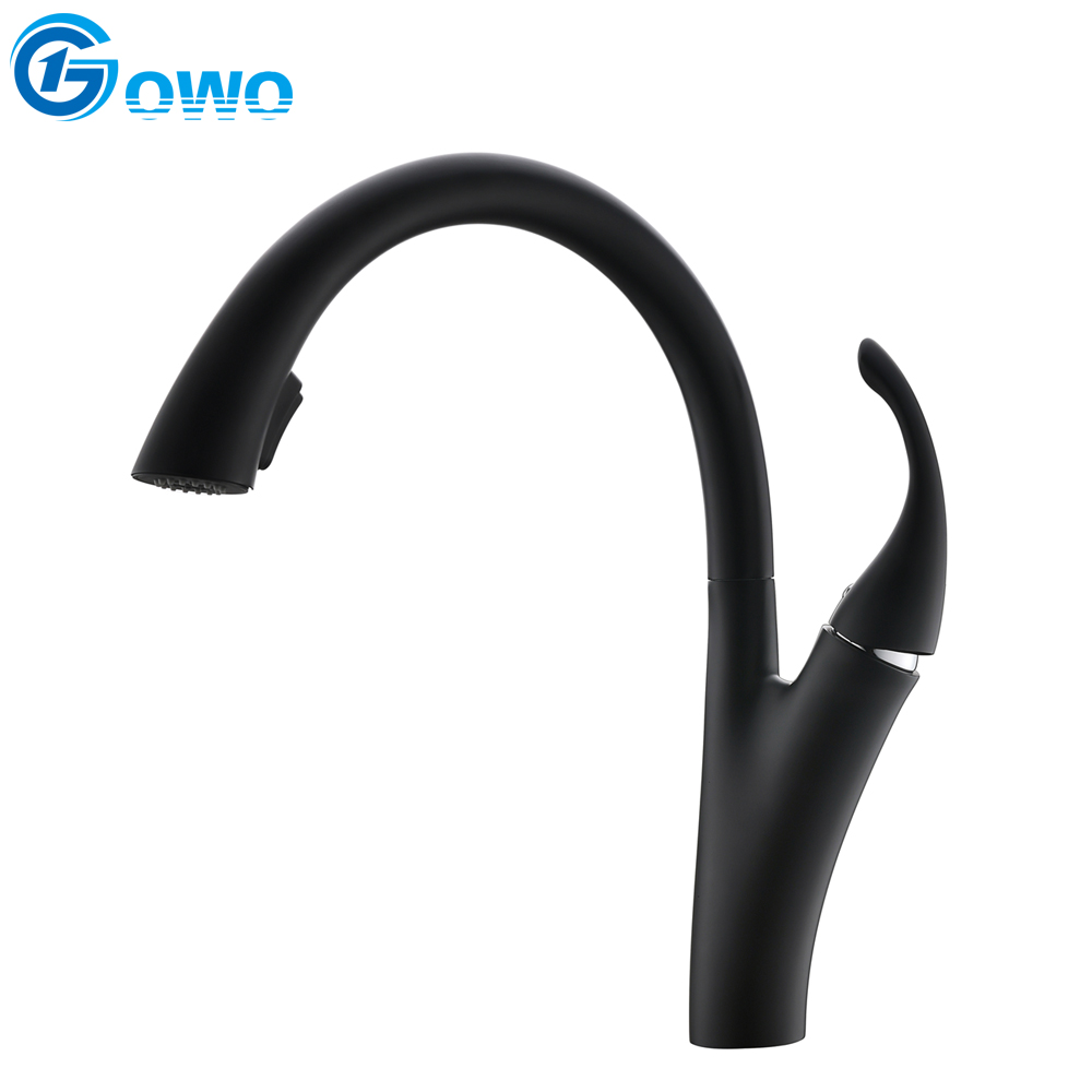 Black Color Good Quality Zinc Alloy Material Hide Pull Down Kitchen Cabinet Mixer