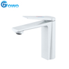 White Color Printing Brass Lavatory Good Quality Simple Style Bathroom Faucet
