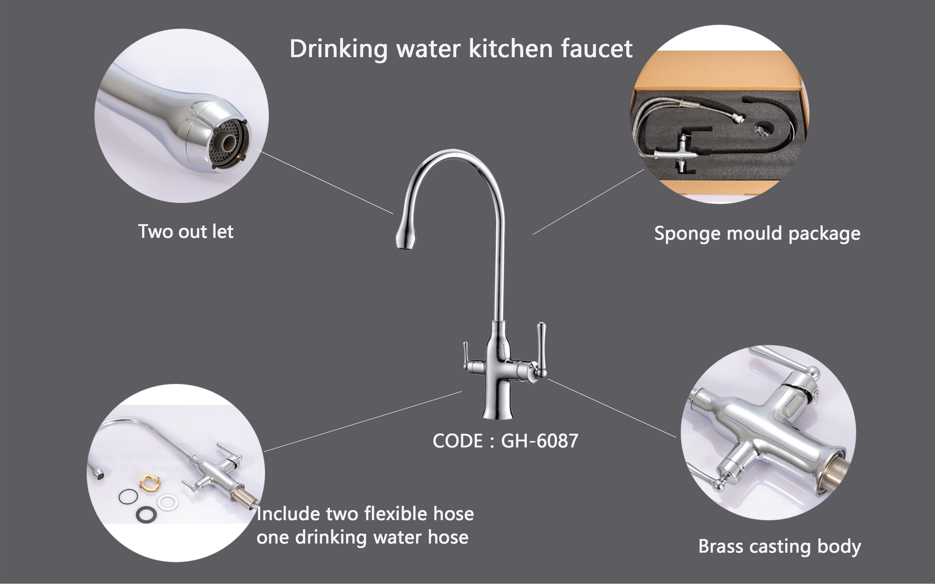 Filter Water Two Handle 3 Way Kitchen Pure Brass Good Quality Water Faucet