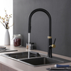 Modern Brass Matte Black Pull Out Sprayer Kitchen Faucet And Gold Kitchen Mixer Faucet