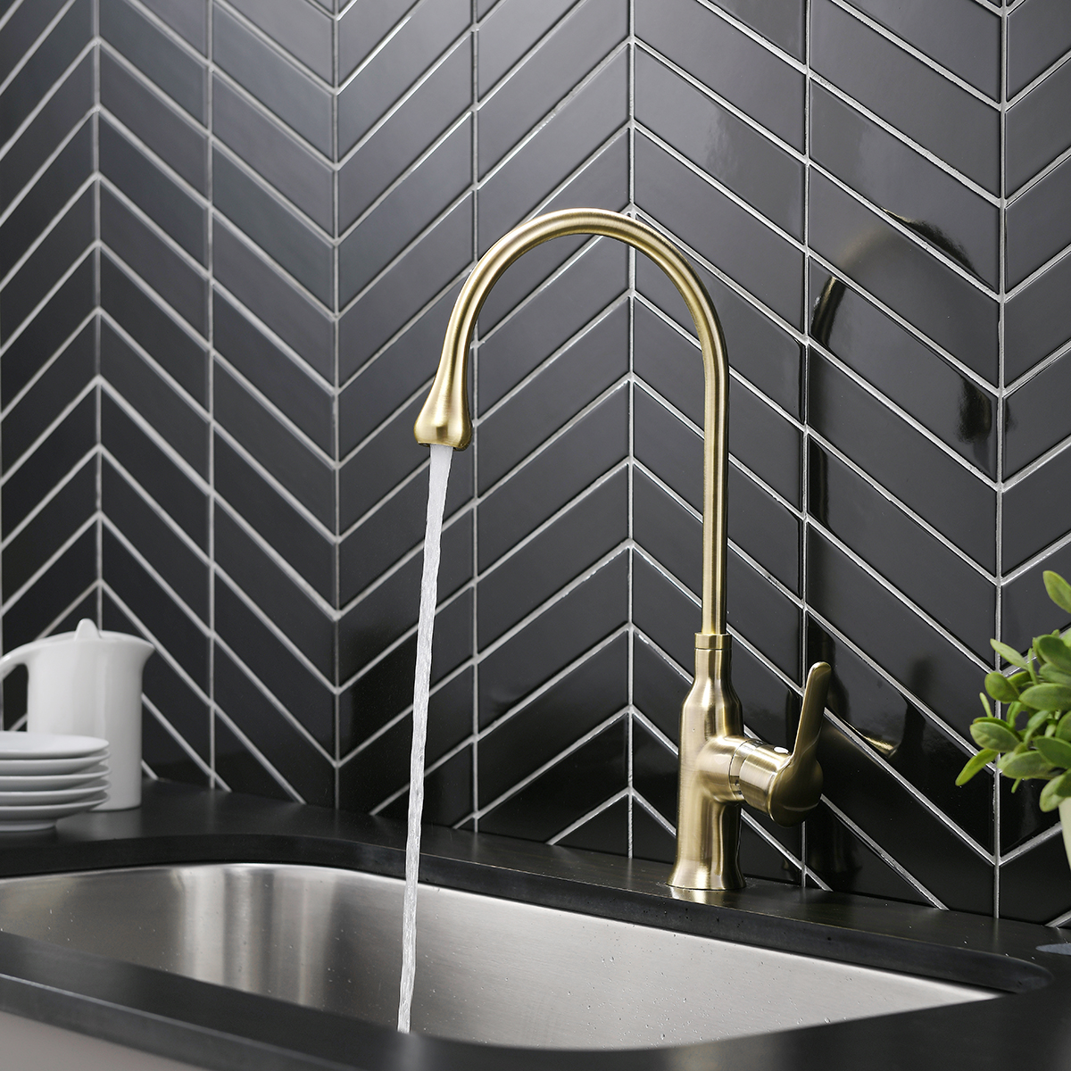 Matte Gold European Style Kitchen Faucet Home Used