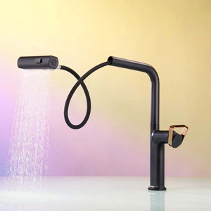 Single Handle Pull Out Tap with Pull Down Spray Low Lead Brass Core Kitchen Faucet GH-6033-MB