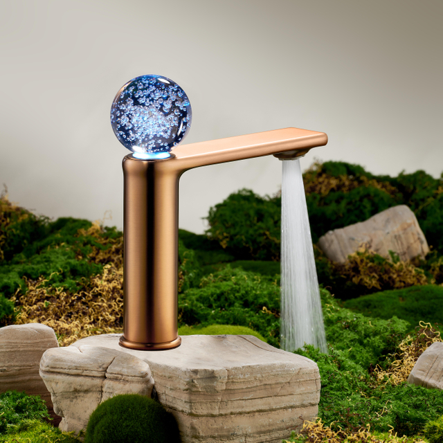 Crystal Ball Basin Faucet - Modern Gun Grey Bathroom Tap | GOWO 5138-RG