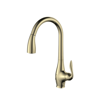 Modern Gold Material Single Handle Kitchen Faucet Pull Down 