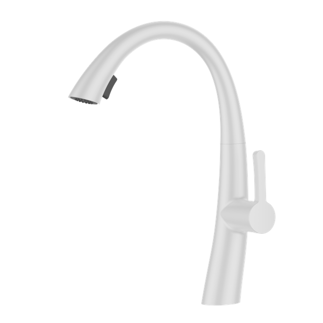 Swan White Long Neck Kitchen Faucet Modern Style 