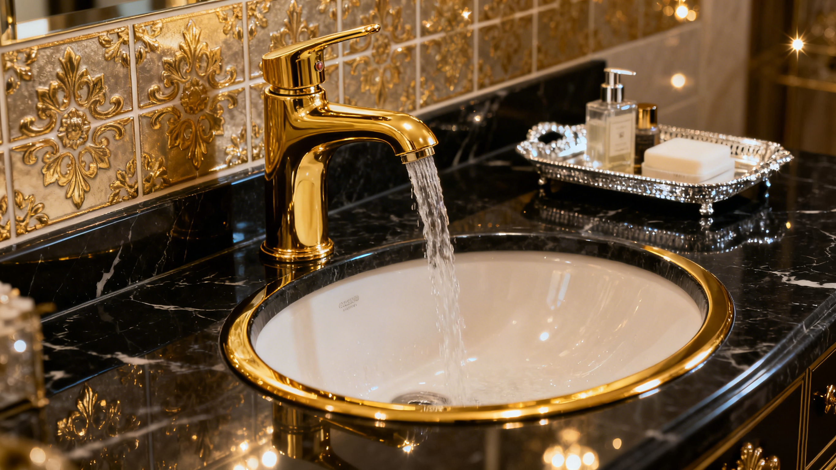 gold bathroom faucet