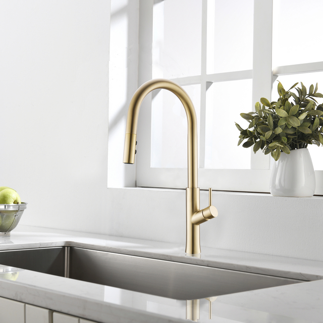 Brass Brushed Gold Pull Out Kitchen Faucet | GOWO 6027-MG