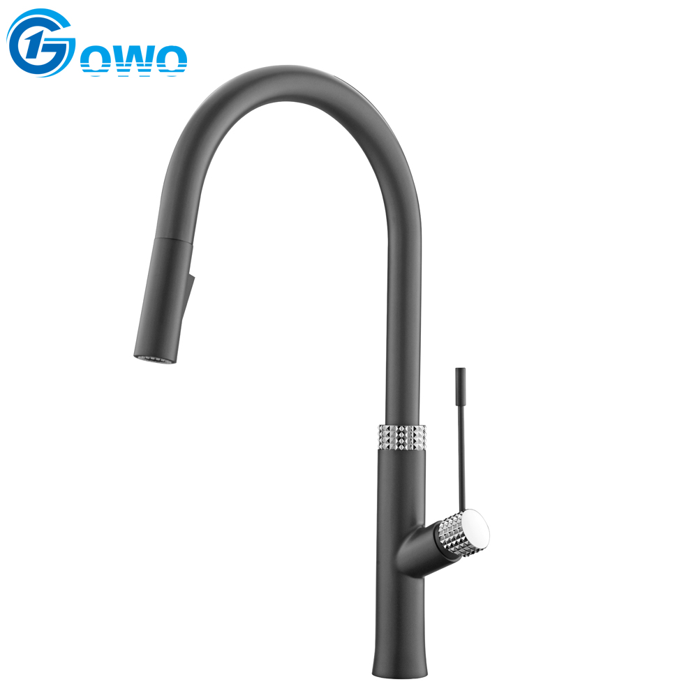 Deep Gray Color Brass Tall Size Luxury New Style Kitchen Washing Faucets