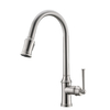 NSF CUPC Brush Nickel Color Zinc Faucet Body Pull Down Vintage Style Kitchen Faucet