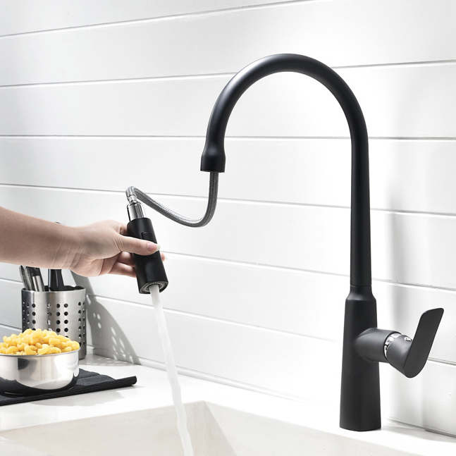 Brass Hot Sale Elegant Style Matt Black Color Faucet for Kitchen Sink