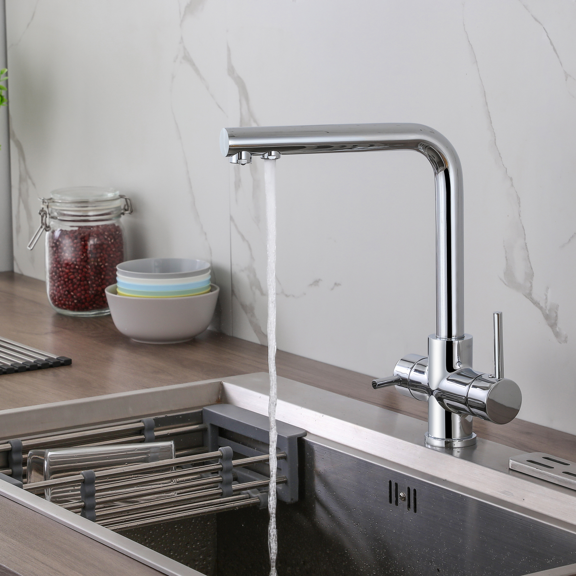 Chrome Brass Filter Water Kitchen Faucet 