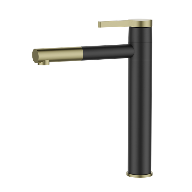 European Design Black Matte Gold Brass Basin Faucet 