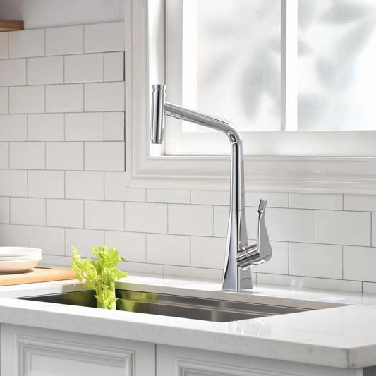 Contemporary Geometric Kitchen Faucet - Pull-Out Spray Brass Body Tap | GOWO 6046-C