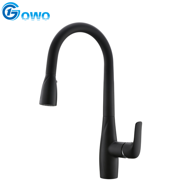 Matt Black Color Zinc Alloy Pull Down Factory Make Trendy Style Kitchen Water Faucet