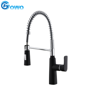 Brass Material with Spring American Style Matt Black Color Pull Down Kitchen Faucet