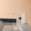 White Color Printing Brass Lavatory Good Quality Simple Style Bathroom Faucet