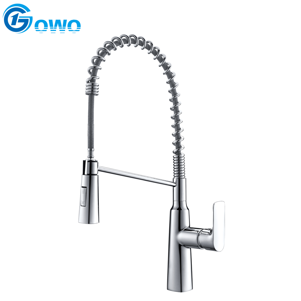 Stainless Steel Spring Silver Surface CUPC 150cm Pull-out Hose Sink Faucet Mixer
