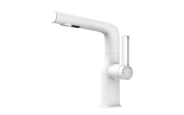 Professional White Brass Basin Faucet Long Neck 