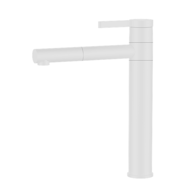 European Design White Brass Basin Faucet Long Neck