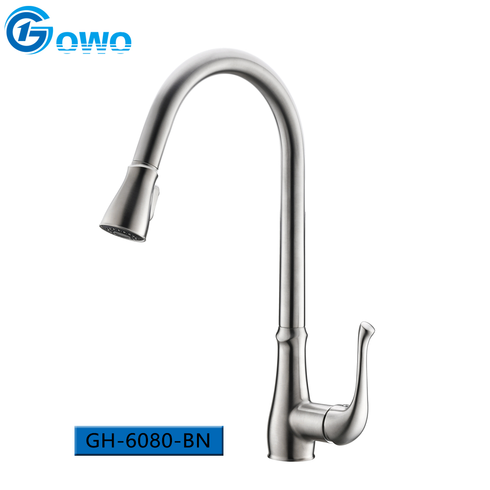 Zinc Alloy Brass inside Long Neck ABS Spray Pull Out Sink Washing Kitchen Tap