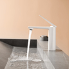 White Color Printing Brass Lavatory Good Quality Simple Style Bathroom Faucet