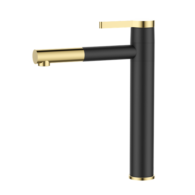 European Design Black Gold Brass Basin Faucet 