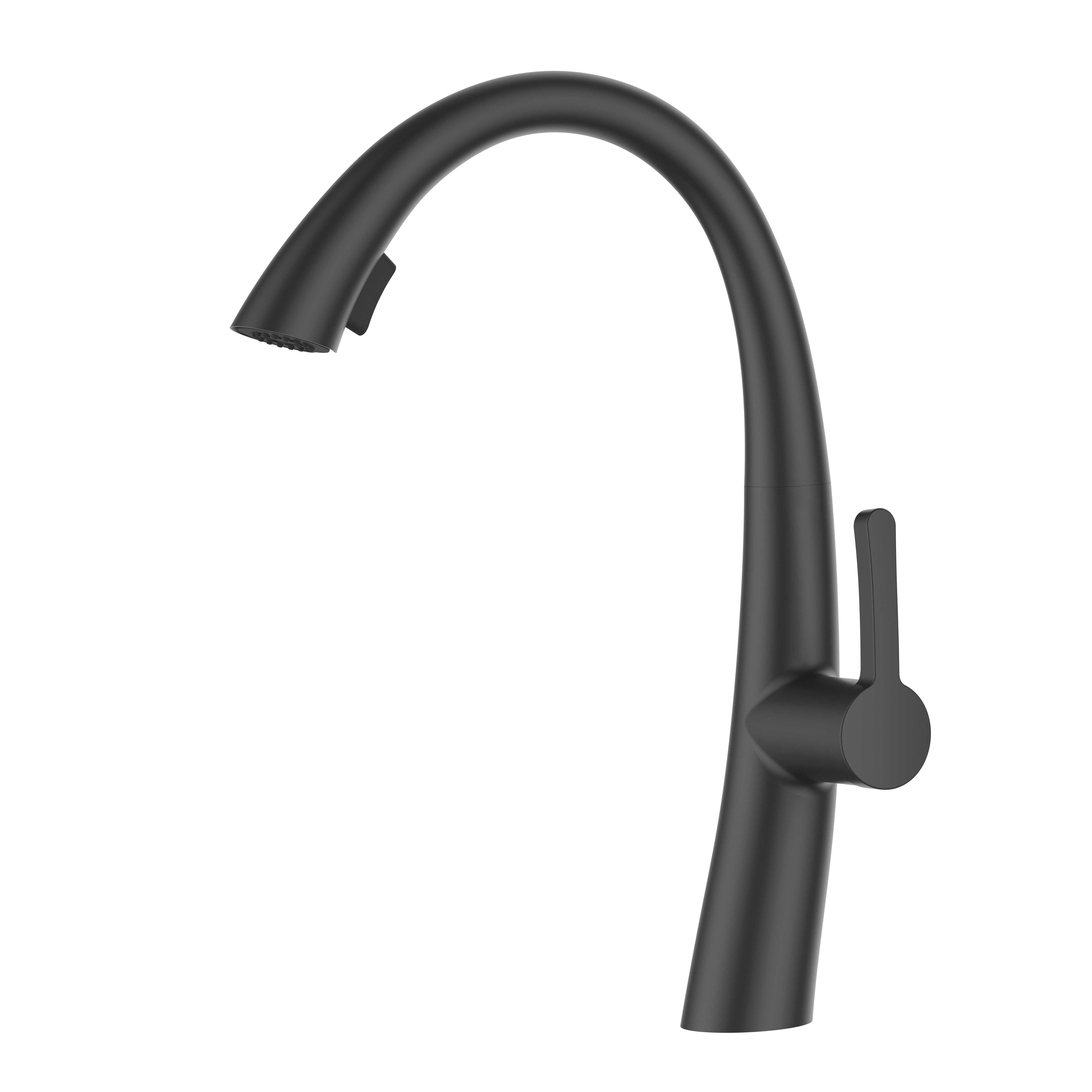 Black Kitchen Faucet Medium Swan Modern Style 
