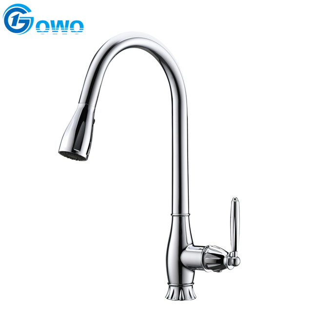 New Design Retro Chrome Swivel Pull Out Spray Kitchen Mixer Faucet