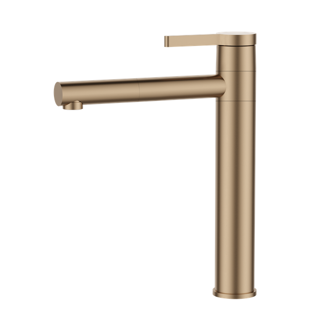 European Design Rose Gold Brass Basin Faucet Long Neck