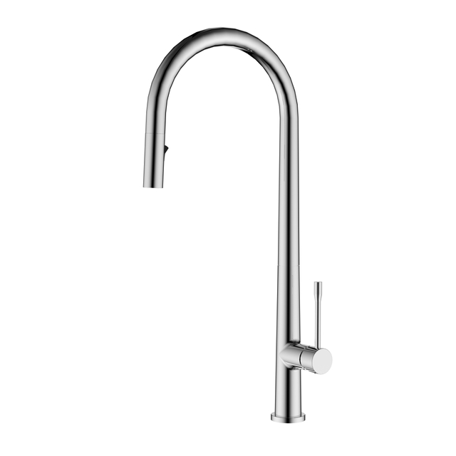 Zinc Alloy Brushed Hot Cold Water Thin Body Pull Out Chrome Color Kitchen Faucet GH-6026-C