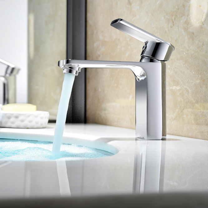 BLACK Material Modern Chrome Surface Casting Bathroom Faucet