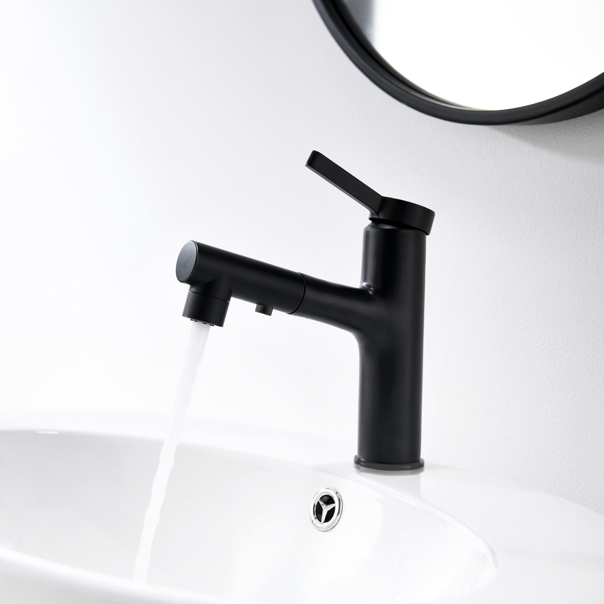 Ceramic Matte Black Single Handle Bathroom Vanity Faucet