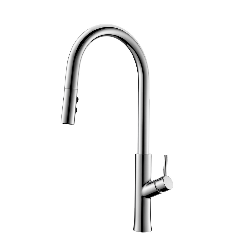 Brass Elegant Style Pull Down Sliver Color Good Quality Kitchen Mixer Faucet