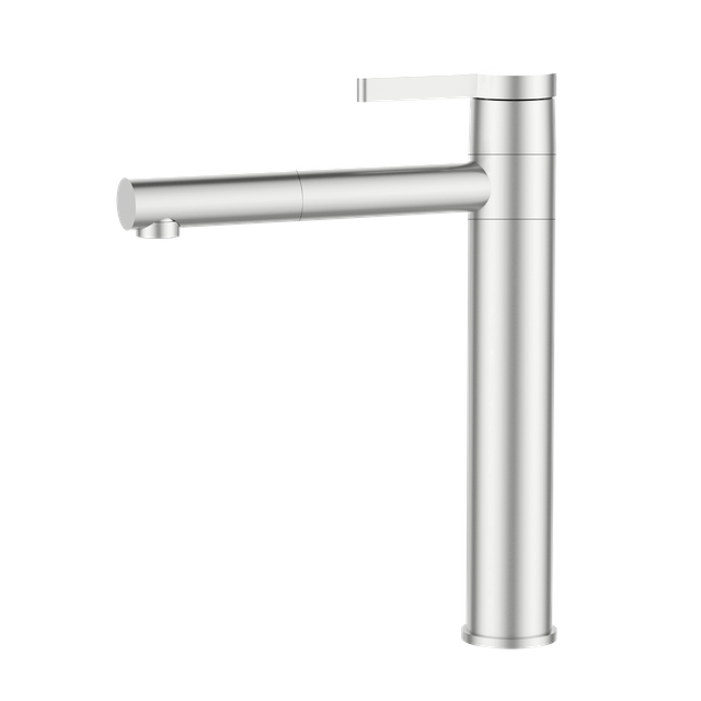  European Design Brushed Nickel Brass Basin Faucet High Level