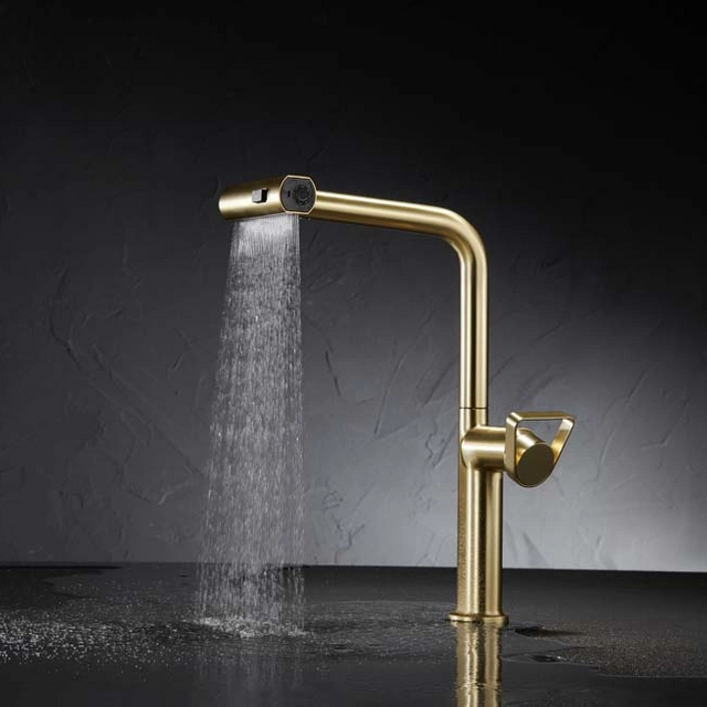 Single Handle Single Hole Pull Out Tap with Pull Down Spray Low Lead Brass Core Kitchen Faucet GH-6033-MG