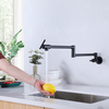 Matt Black Wall Mount Single Hole Copper Kitchen Sink Water Tap