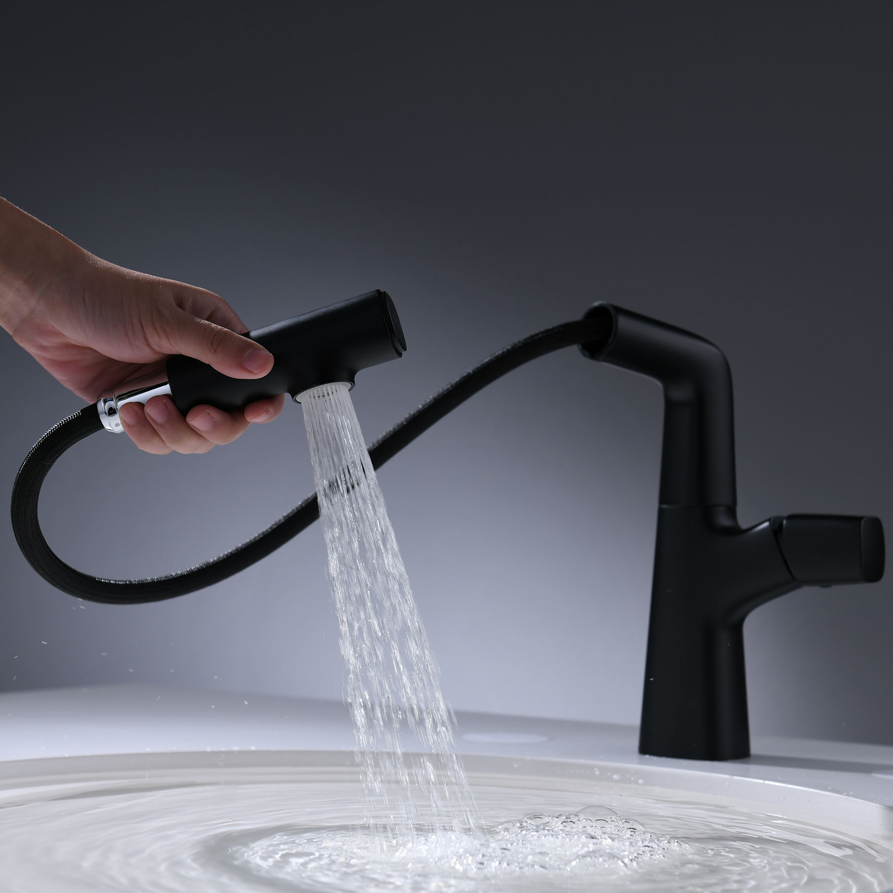 bathroom black faucet