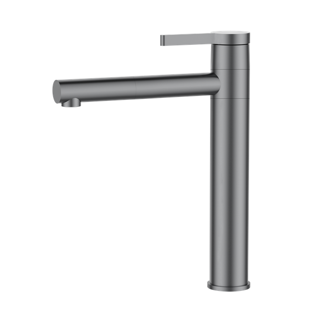 European Design Pearl Gray Brass Basin Faucet Long Neck