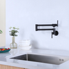 Matt Black Wall Mount Single Hole Copper Kitchen Sink Water Tap