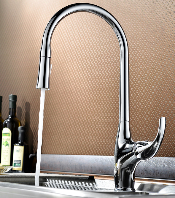 Hot And Cold Single Handle Chrome Kitchen Faucet