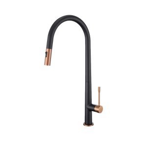 Modern Single Handle Single Hole Pull-out Matt Black Rose Gold Sprayer Kitchen Faucet--GH-6026-MBRG